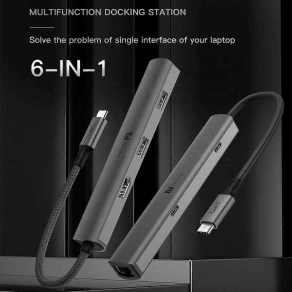 SATYAmarket 6 in 1 Hub USB 3.0 and 2 USB-C ports