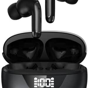 SATYAmarket True Wireless Earbuds | TWS | Bluetooth V5.3 | Latest HiFi Stereo Model, Works with iPhone, Android, and Bluetooth Devices - Black