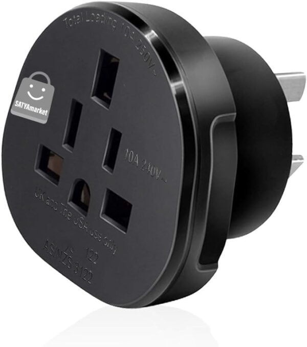 SATYAmarket SAA Certified UK,USA,CA to AU,NZ Adapter Plug, Insulated Pins International Power Adapter China Socket, Australia, New Zealand Travel Power Plug, Black