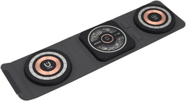 3 in 1 W-127 Wireless Fast Charging Station,15W Foldable Wireless Charger Pad Mat for Apple watch all series Iphone And Airpods, Android Smartwatch Portable charger, Strong Magnetic Attraction (Black) 2