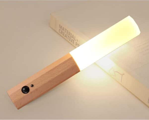 SATYAmarket Motion Sensor Night Light | Plug in Wall Smart Automatic Rechargeable Light Portable Stairway, Wooden Wall Sconce Battery Powered Cabinet Lights Sunset Lamp