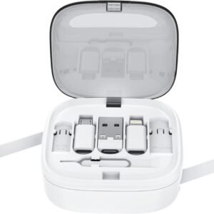 SATYAmarket Multifunctional 8 in 1 Storage Set Box with 60W Fast Charging Cable -1M, Lighting Adapter, USB-A and Type-C to Type C/Micro/Lighting, Data Transfer, Sim/Card Storage, Phone Holder