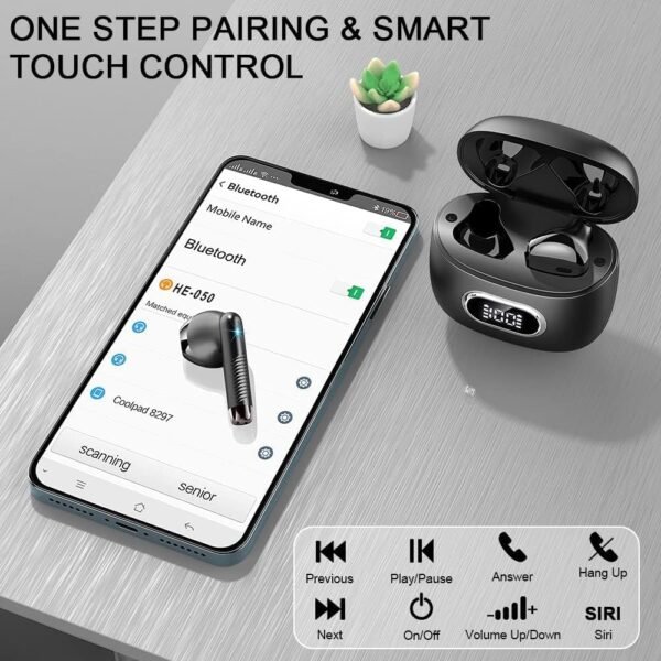 HE-050 Wireless Earbuds Bluetooth 5.3 Headphones Stereo Deep Bass Earbud Earphone with 40hrs Playtime Earphones Earbuds 6