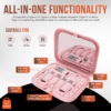 Image 4 SATYAmarket 9-in-1 Multifunctional Storage Box with Type-C Cable, Adapters, Phone Holder, and Mirror – Pink