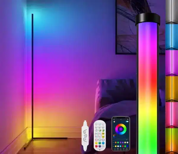 SATYAmarket LED Floor Lamp, Smart RGB Corner Light with App and Remote Control 8