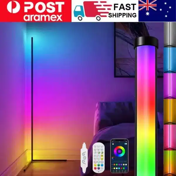 SATYAmarket LED Floor Lamp, Smart RGB Corner Light with App and Remote Control