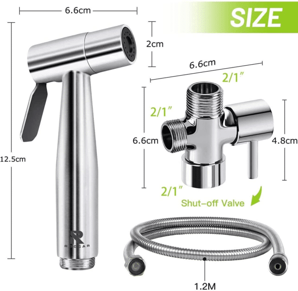 Handheld Bidet Sprayer for Toilet, Spray Attachment with Hose for Feminine Wash, Baby Cloth Diaper Washer, Stainless Steel Cleaner and Shower Sprayer for Pet, Bathroom or Toilet
