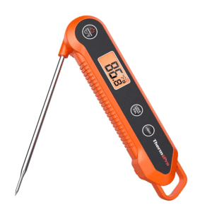 Digital Stainless Steel Instant Red Meat Thermometer – Waterproof, Backlight and Calibration Features. For BBQ, Baking, Frying, and Baby Milk