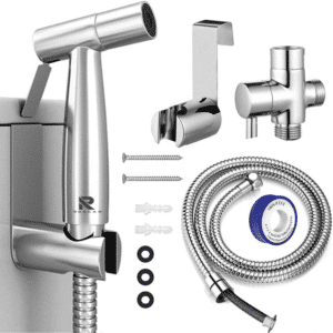 Handheld Bidet Sprayer for Toilet, Spray Attachment with Hose for Feminine Wash, Baby Cloth Diaper Washer, Stainless Steel Cleaner and Shower Sprayer for Pet, Bathroom or Toilet