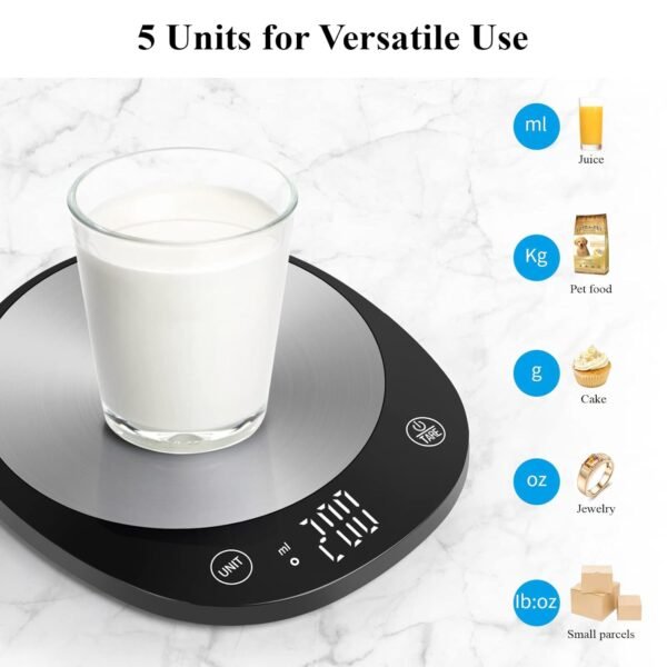 10Kg Digital Kitchen Scales in 1G, High Precision Assured by Food Scale Professional Factory since 2001, Kitchen Scale for Cooking and Baking, LED, 3*AAA Included, Black