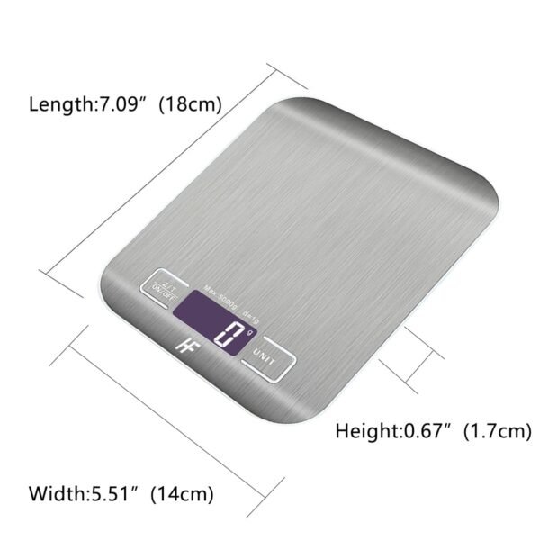 Digital Kitchen Scales Food Scale with Stainless Steel Platform Electronic Cooking with Backlit LCD Display Multifunction for Home Office Use 5Kg 1G 11Lb (Stainless Steel White)