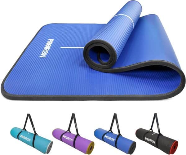 Yoga Mat Eco Friendly NBR All-Purpose 10Mm Thick Non-Slip Exercise Mat High Density Anti-Tear Pilates Mat with Carrying Strap for Yoga Pilates and Gymnastics
