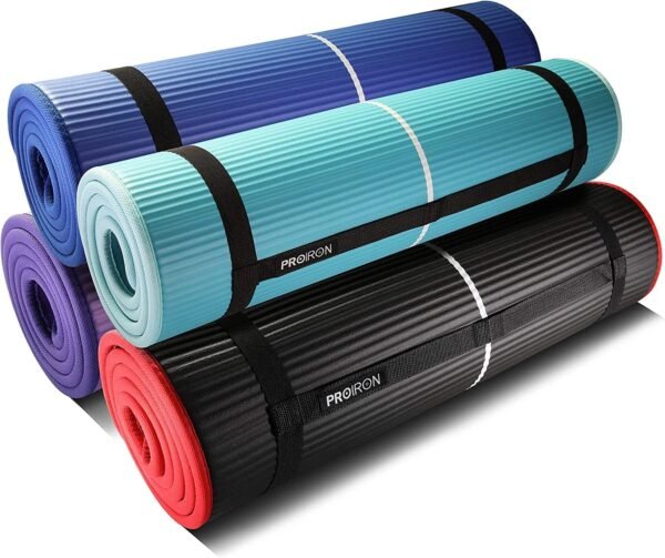 Yoga Mat Eco Friendly NBR All-Purpose 10Mm Thick Non-Slip Exercise Mat High Density Anti-Tear Pilates Mat with Carrying Strap for Yoga Pilates and Gymnastics