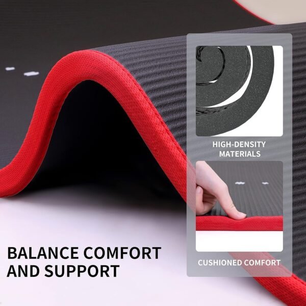 Yoga Mat Eco Friendly NBR All-Purpose 10Mm Thick Non-Slip Exercise Mat High Density Anti-Tear Pilates Mat with Carrying Strap for Yoga Pilates and Gymnastics