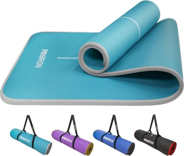 Yoga Mat Eco Friendly NBR All-Purpose 10Mm Thick Non-Slip Exercise Mat High Density Anti-Tear Pilates Mat with Carrying Strap for Yoga Pilates and Gymnastics