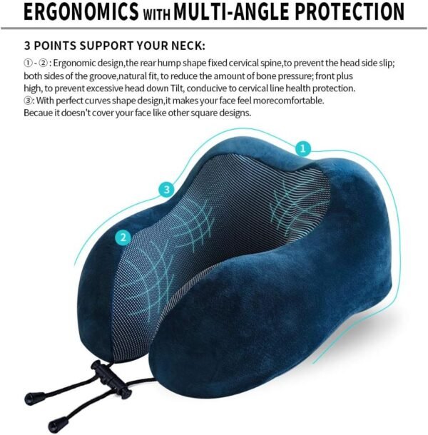 Travel Pillow, Best Memory Foam Neck Head Support Soft Pillow for Sleeping Rest