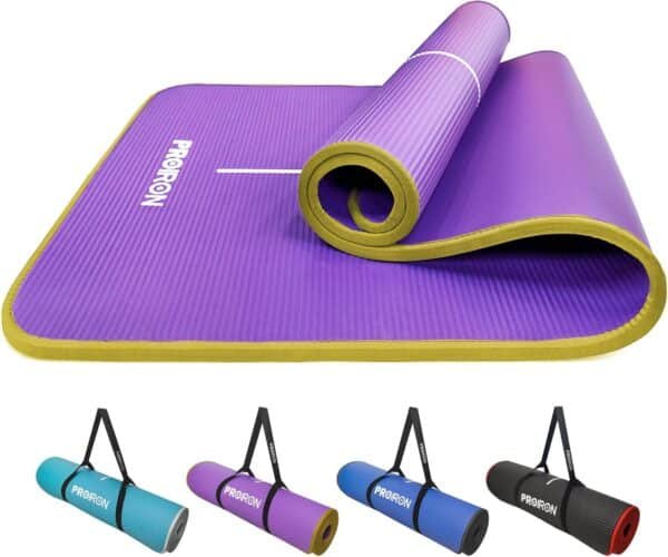 Yoga Mat Eco Friendly NBR All-Purpose 10Mm Thick Non-Slip Exercise Mat High Density Anti-Tear Pilates Mat with Carrying Strap for Yoga Pilates and Gymnastics