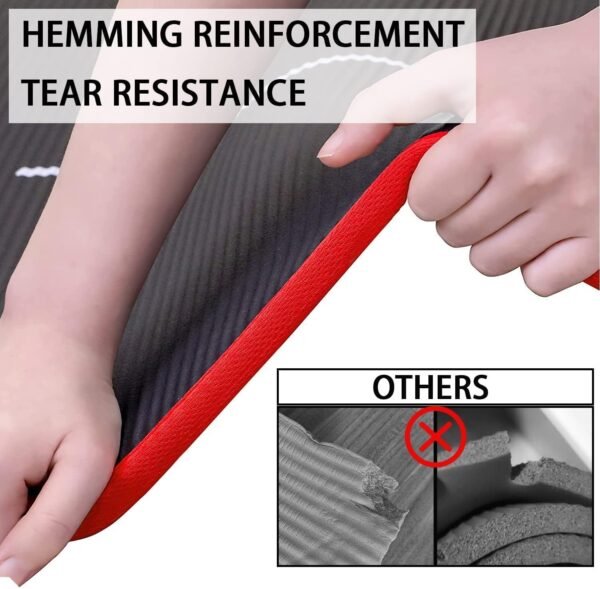 Yoga Mat Eco Friendly NBR All-Purpose 10Mm Thick Non-Slip Exercise Mat High Density Anti-Tear Pilates Mat with Carrying Strap for Yoga Pilates and Gymnastics