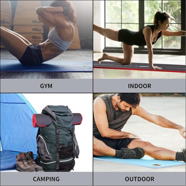 Yoga Mat Eco Friendly NBR All-Purpose 10Mm Thick Non-Slip Exercise Mat High Density Anti-Tear Pilates Mat with Carrying Strap for Yoga Pilates and Gymnastics