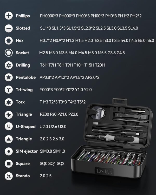 YESDEX Precision Screwdriver Set, 132In1 Magnetic Bits Screw Kit, Repair Tool