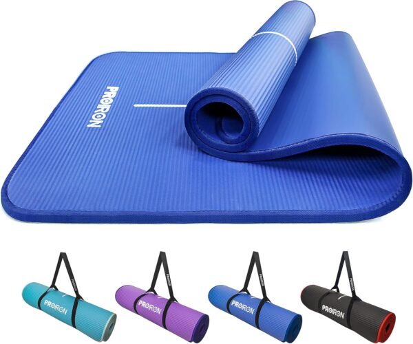 Yoga Mat Eco Friendly NBR All-Purpose 10Mm Thick Non-Slip Exercise Mat High Density Anti-Tear Pilates Mat with Carrying Strap for Yoga Pilates and Gymnastics