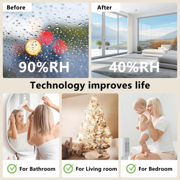 2000ML Dehumidifiers for Home, Air Purifier Dehumidifier for Room Damp with LED Light, Auto Shut Off, Portable and Ultra Quiet for Drying Clothes, Bedroom, Bathroom, Wardrobe, Basement (AU PLUG)