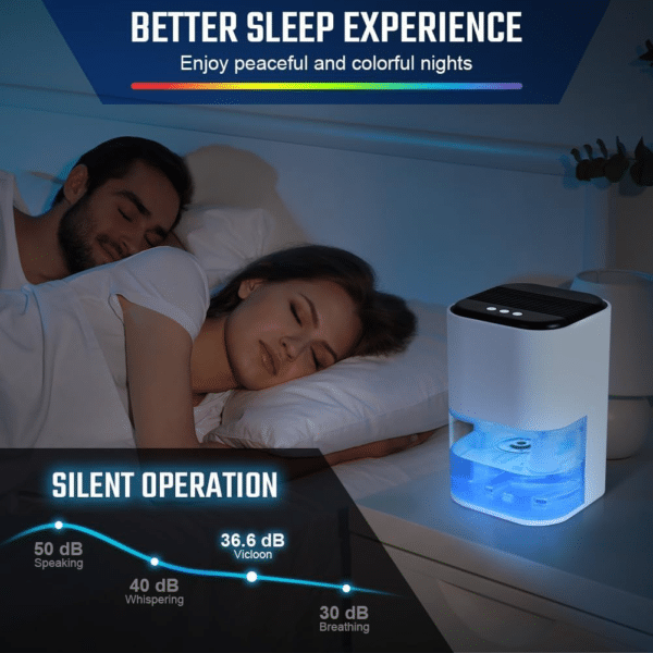 2000ML Dehumidifiers for Home, Air Purifier Dehumidifier for Room Damp with LED Light, Auto Shut Off, Portable and Ultra Quiet for Drying Clothes, Bedroom, Bathroom, Wardrobe, Basement (AU PLUG)