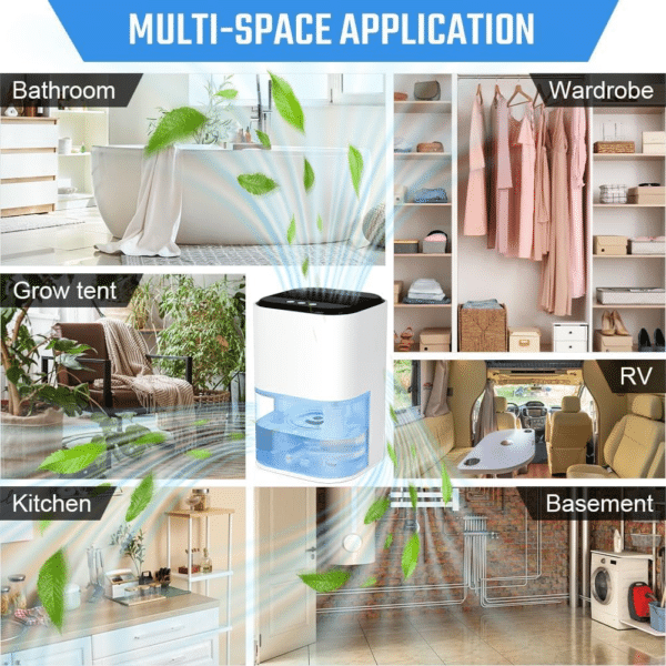 2000ML Dehumidifiers for Home, Air Purifier Dehumidifier for Room Damp with LED Light, Auto Shut Off, Portable and Ultra Quiet for Drying Clothes, Bedroom, Bathroom, Wardrobe, Basement (AU PLUG)