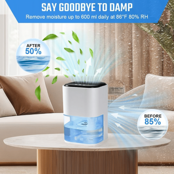 2000ML Dehumidifiers for Home, Air Purifier Dehumidifier for Room Damp with LED Light, Auto Shut Off, Portable and Ultra Quiet for Drying Clothes, Bedroom, Bathroom, Wardrobe, Basement (AU PLUG)