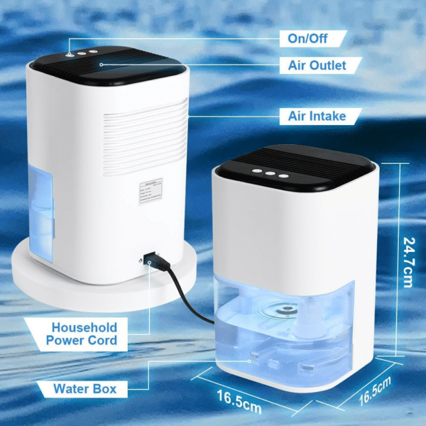 2000ML Dehumidifiers for Home, Air Purifier Dehumidifier for Room Damp with LED Light, Auto Shut Off, Portable and Ultra Quiet for Drying Clothes, Bedroom, Bathroom, Wardrobe, Basement (AU PLUG)