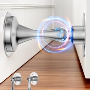 Magnetic Door Stopper - 2 Pack - Stainless Steel Door Stoppers for Bottom of Door| Magnetic Door Stop for Wall and Floor Mounting| No Drilling Door Catch Door Holder with 3D Adhesive Tapes (Silver)