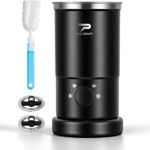 Electric Milk Frother and Steamer - 4-In-1 Automatic Coffee Steamer Frother with 10.5OZ (300ML) Capacity, Warm and Cold Foam Maker for Coffee, Latte, Cappuccino, Macchiato, and Hot Chocolate (Black)