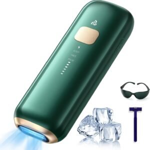 Salon-Grade IPL Laser Hair Removal Device [Genuine 10° Ice Cooling System], Smart Laser Hair Removal Epilator for Women & Men, Painless Full-Body Use, Permanent Reduction with Protective Glasses/Razor