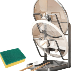 Kitchen Pot Lid Storage Rack, Pot Lid Holder While Cooking, Lid & Spoon RestTray