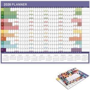 2026 Yearly Wall Planner, Wall Calendar & Colorful Stickers, Blank Poster Calendary Charts, 2026 Annual Calendar, 365 Daily Plan Yearly Planner Office Home Plan Chart