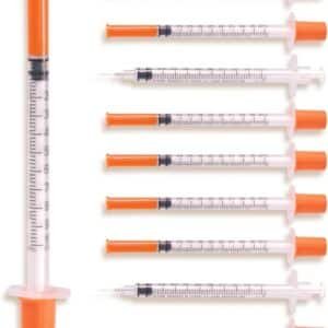 20 Pack U-100 Syringes with 1Ml/Cc 30G 5/16 Inch 8Mm Needle, Disposable Syringes for Lab, Scientific & Craft Use, Individually Wrapped for Consistent Accuracy (20)