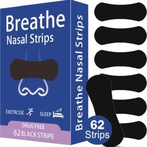 Nose Strips, anti Snore & Better Breathing (62 Pieces,Black) - Nose Strips for Sleeping, Nasal Strips to Stop Snoring, Improve Sleep Quality