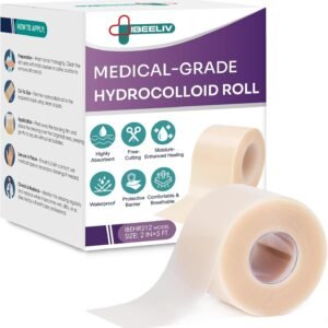 Medical-Grade Hydrocolloid Roll for Wound Care: 5Cm × 1.5M Hydrocolloid Bandages, Cut-To-Size Self-Adhesive Patch Dressing, Waterproof & Ultra Absorbent Tape for Burns, Blisters, Acne, First Aid Kit