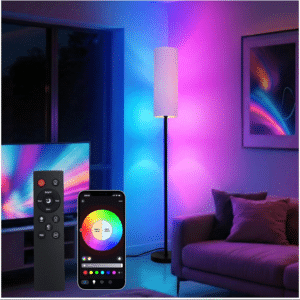 170Cm Smart LED Floor Lamp with APP Control & RGB Colors - Dimmable Standing Lamp for Living Room, Bedroom, Gaming - Remote, Timer, 9W Bulb Included