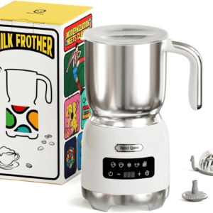 400Ml Automatic Milk Frother & Steamer 5-In-1 Hot & Cold Froth Maker with Detachable Jug, LED Touch Control & Dishwasher Safe Pearl White