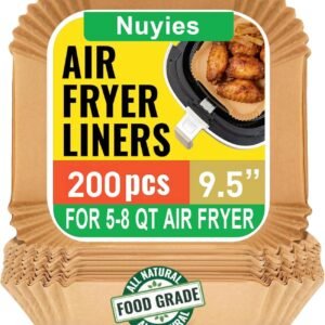 200 Pcs 9.5" Square Air Fryer Paper Liners for 5-8 Qt,Food Grade Material,Non-Stick & Non-Leak,Air Fryer Accessories, Baking Paper for Roasting Microwave, Oven