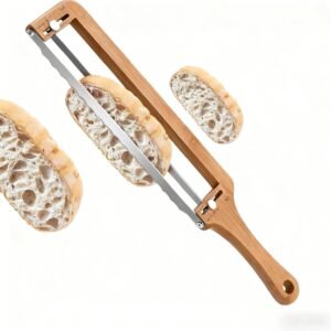 Adjustable Bread Slicer with Thickness Guide - Serrated Stainless Steel Blade, Manual Bow Cutter for Homemade Bread, Sourdough, Bagels and Baguettes, Ambidextrous & Ideal Gifts for Bakers