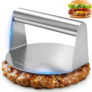 Smash Burger Press Pro, Professional Stainless Steel Burger Smasher, Non-Stick Griddle Tool for Tight Hamburger Patties, Grill Cooking Press for Smashburger, Bacon, Ground Beef & Sausage