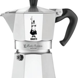 Moka Express Stovetop Espresso Maker, 3 Cups (130 Ml) Capacity – Makes Real Italian Coffee – Iconic Moka Pot with Patented Safety Valve, Ergonomic Handle, Aluminium, Silver