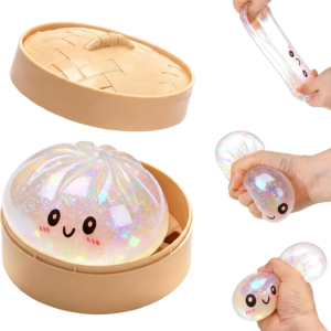 Glitter Dumpling Squishy, Dumplings Sensory Squeeze Toy for Stress Relief