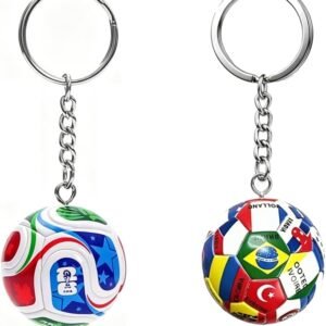 Soccer Keychain, Metal Alloy and Enamel, 2026 World Cup Football with National Flags, Circular, Personalised Gift