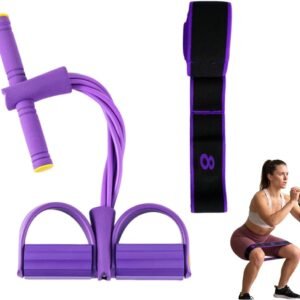 Pedal Resistance Bands with Handles Set, Upgrade 6-Tubes Natural Rubber Foot Pedal,Multifunction,Fitness Bands for Abdomen,Waist, Arm, Leg