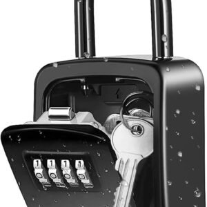 Key Lock Box for Outside,Alloy Lid,4-Digit Combination Security Lockbox