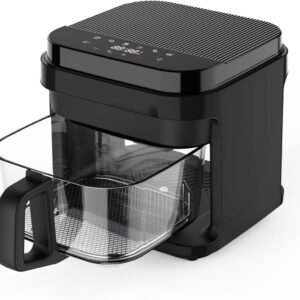 6.5L Glass Digital Air Fryer - Detachable Glass Pot, Easy-To-Use Controls, Timer, Temperature Controls. Accessories: Mesh Tray & Heatproof Matt