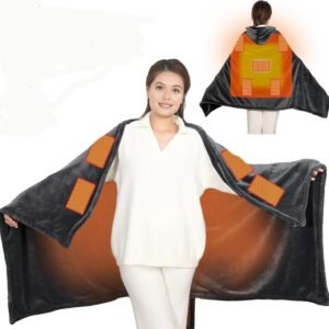 Cordless Heated Blanket, Heated Shawl with 20000Mah Battery and 9 Heating Zones